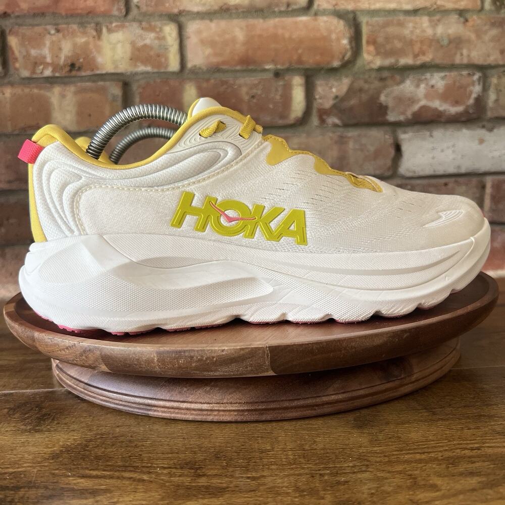 Hoka One One Gaviota 6 Womens 11 Cream Yellow Max Cushion Running Shoes Sneakers - Picture 11 of 16